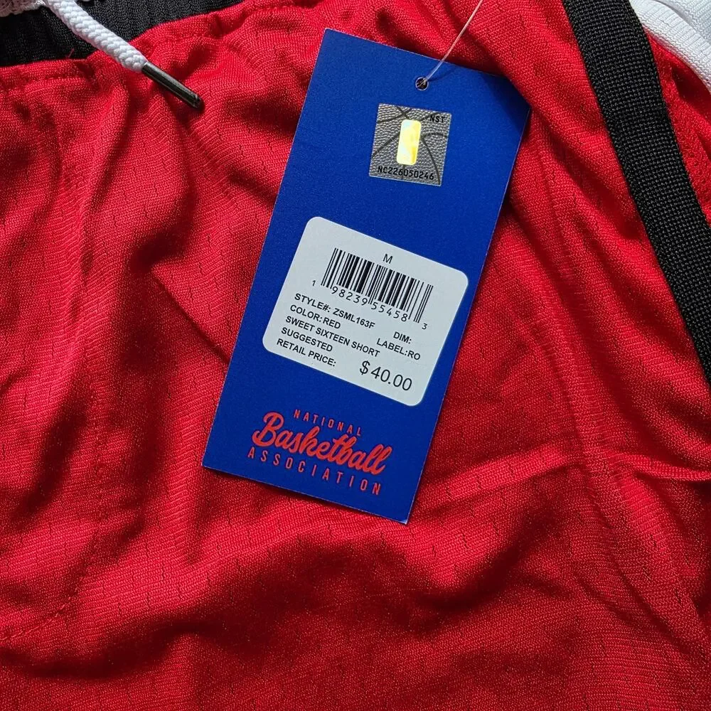 NBA Classic Basketball Shorts Red White Black Size M NWT Polyester